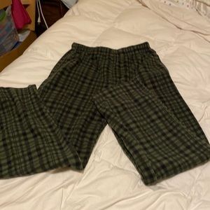 Men’s Bronze Eagle 2 Toned Green Plaid Lounge Pants Size Large, 100% Polyester